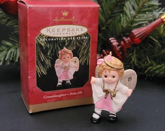 Hallmark Keepsake Ornament 1997/ Granddaughter/School Play/Church Pageant/Angel Wings/Christmas Angel/Little Girl/ Made in Sri Lanka