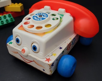 Vintage Fisher Price #747 Chatter Telephone Pull Toy/Classic Toy from the 1960s/Collectible/Childhood Memories/Nostalgia/Made in USA
