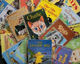 Little Golden Books/Dog and Cat Friends/Titles from 1946 - 1989/Childhood Classics/Nostalgic Gift/Printed in USA