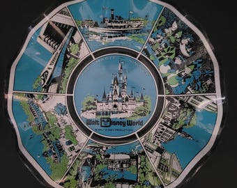 1970s Vintage Walt Disney World Souvenir, Walt Disney Productions Retro, Iconic Disney World Attractions, Mid-Century Candy/Trinket Dish/USA