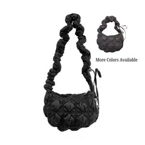 Women&#39;s Quilted Pleated Puffer Nylon Shoulder Crossbody Bag