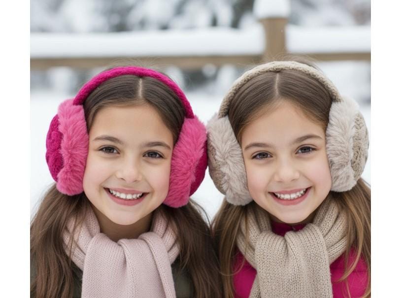 Kid's Cable Knit Soft Faux Fur Warm Earmuff, Ear Warmer