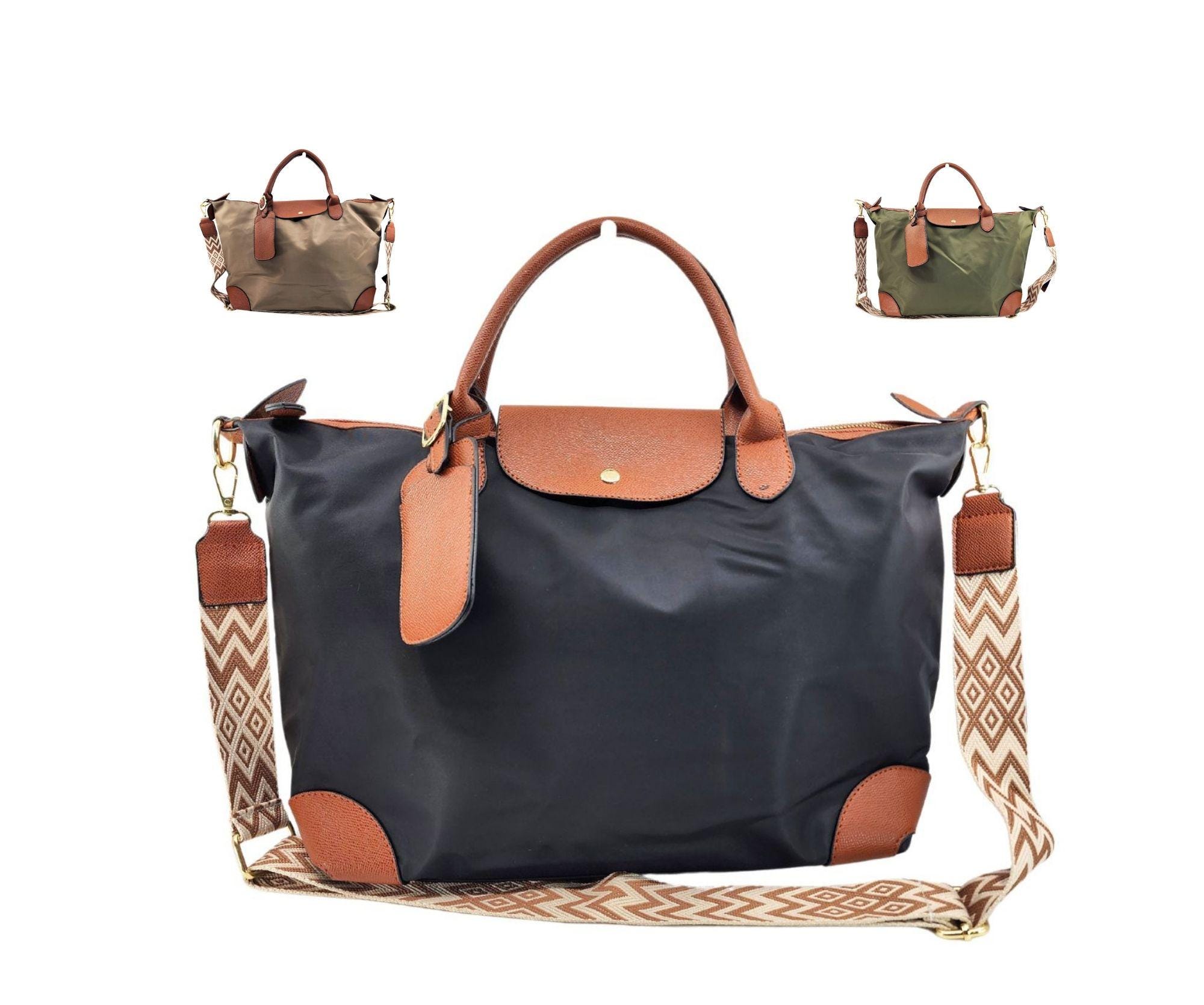 Women's Nylon Large Tote Crossbody Bag with Aztec Pattern Adjustable Shoulder Strap
