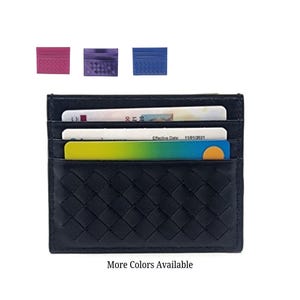 Cartera para tarjetas de cuero vegano tejido de primera calidad unisex