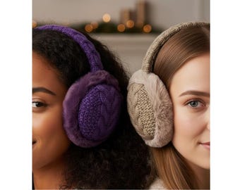 Women's Cable Knit Soft Faux Fur Warm Earmuff, Ear Warmer