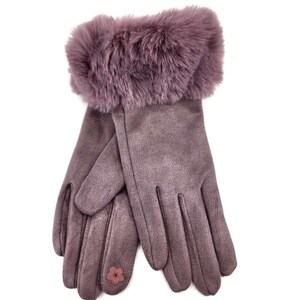 Women's Velvety Soft Winter Glove with Fur Trim Ash Violet