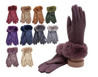 Women&#39;s Velvety Soft Winter Glove with Fur Trim