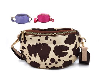 Women's Crescent Shape Waterproof Nylon Fanny Pack Belt Bag