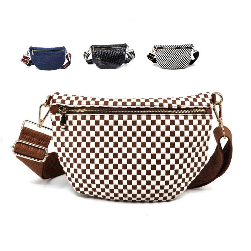 VEDA WOVEN CROSSBODY & CLUTCH BAG-CHECKERED BLACK main image 0