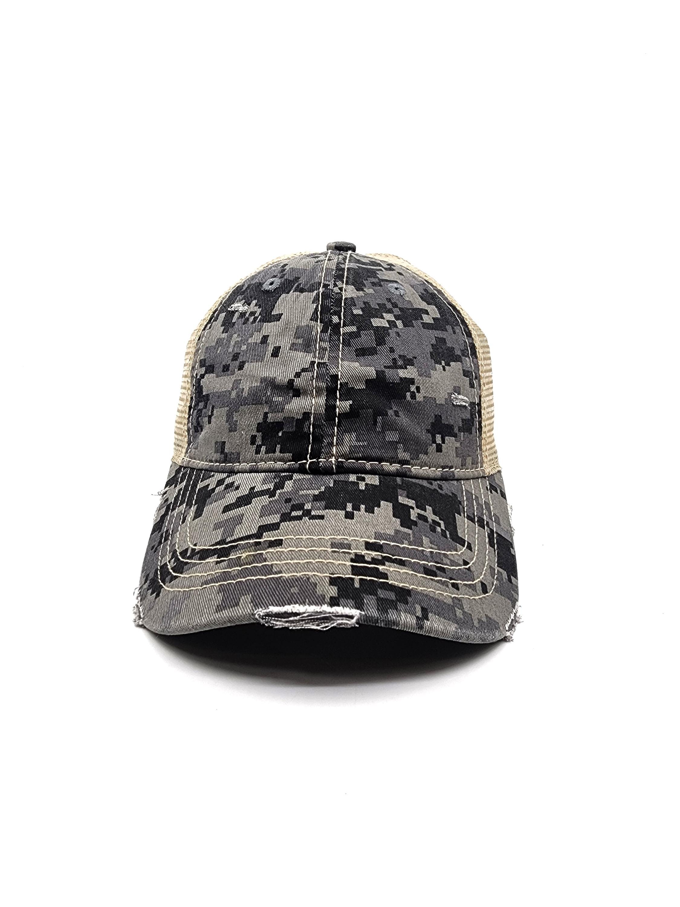 Women\'s Digital Camo Washed Adjustable Fit Classic Comfortable Baseball Caps Navy Blue Digital Camouflage Baseball Cap Distressed  main image 4