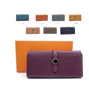 Cartera plegable larga de piel vegana de primera calidad para mujer