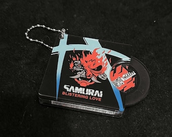 Cyberpunk 2077 Samurai Records Vinyl Keychain | Removable Acrylic Pendant | Game Fan Collectible & Birthday Gift | Cyberpunk Style Prop