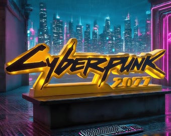 Cyberpunk 2077 Night Light,3D Print Stand,Cyberpunk Props,Game Room Decor,Cyberpunk Sign,Cyberpunk Gift,Desk Accessory,Personalized Gifts