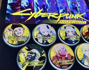 Cyberpunk Edgerunners Magnetic Display Frame & Character Badge Magnets Set | Anime Fridge Magnet Picture Frame, Personalized Gifts