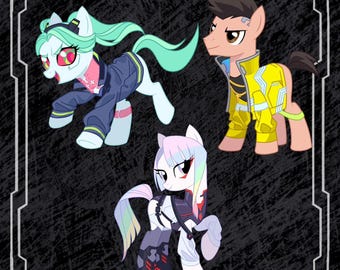 Cyberpunk Edgerunners x Pony Acrylic Keychain | David Rebecca Lucy Original Hand Drawn Unofficial Charm, Cyber Anime Gamer Gift Accessory