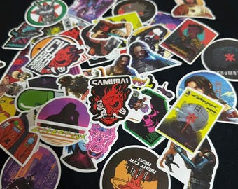 50 Cyberpunk 2077 Stickers Pack,PVC Waterproof Stickers,Cyberpunk 2077 Collectibles,Anime & Gaming Sticker,laptop Stickers,Johnny Silverhand