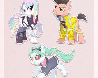 Cyberpunk Edgerunners x Pony Waterproof Vinyl Stickers | David Rebecca Lucy Unofficial Anime Laptop Decals