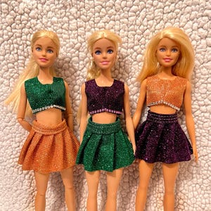 Handmade Sparkly Top and Skirt for fashion dolls inspired by the iconic popstar concert looks