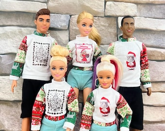 Handmade Christmas Jumper for 12" Dolls: Festive Stocking Stuffer