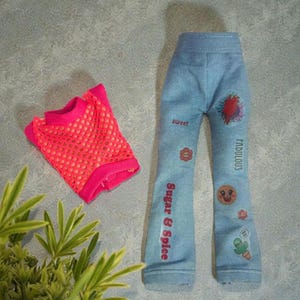 Conjuntos hechos a mano para muñecas, conjunto para muñeca fashionista, top de red y jeans imagen 3