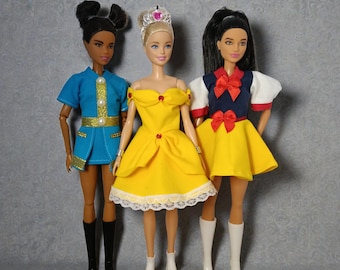 Vestido corto de princesa hecho a mano para muñecas de moda, atuendo de muñeca hecho a mano