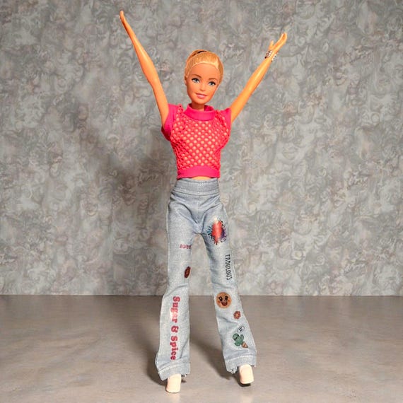 Handmade Doll Outfits, Fashionista Doll Outfit, Fish Net Top and Jeans