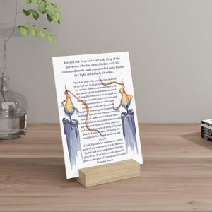 Engelse Shabbatkaars zegening kaarthouder aquarel schilderij