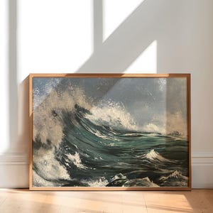 Wave Canvas Wall Art | Ocean Painting on Canvas | Coastal Home Decor | Abstract Blue Sea Art Print | Beach Wall Art | Nautical Aesthetic
