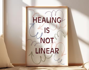 Póster "La curación no es lineal", decoración para la oficina del terapeuta
