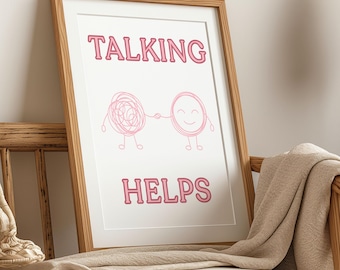 Póster "Hablar ayuda", decoración para consultorios de terapeutas, arte para la salud mental