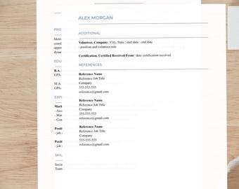 Plantilla de currículum editable para Google Docs, currículum moderno de dos páginas para estudiantes, graduados y profesionales, compatible con ATS.