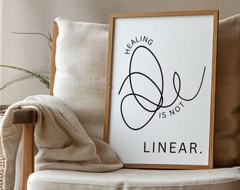 Póster "La sanación no es lineal", arte mural, decoración para consultorio de terapeuta, regalo para concientizar sobre la salud mental, impresión de trabajador social