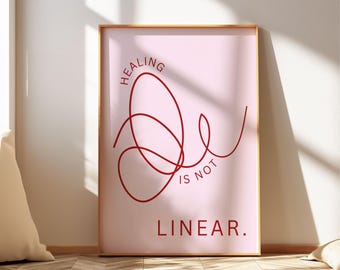 Póster "La curación no es lineal", arte mural para concienciar sobre la salud mental