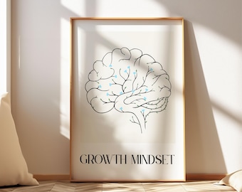Wachstum Mindset Gehirn Kunstdruck, Therapeut Büro Dekor
