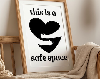 Póster "Este es un espacio seguro", decoración para consultorio de terapeuta, impresión sobre salud mental
