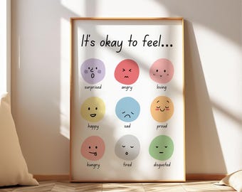 Impresión de arte mural sobre emociones, decoración para consultorio de terapeuta, concienciación sobre la salud mental