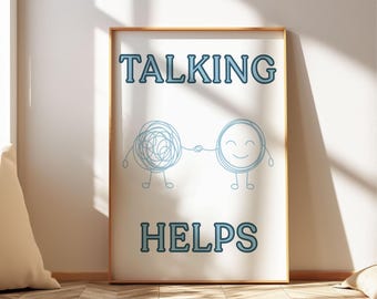 Póster "Hablar ayuda", decoración de oficina de salud mental, impresión artística para el aula