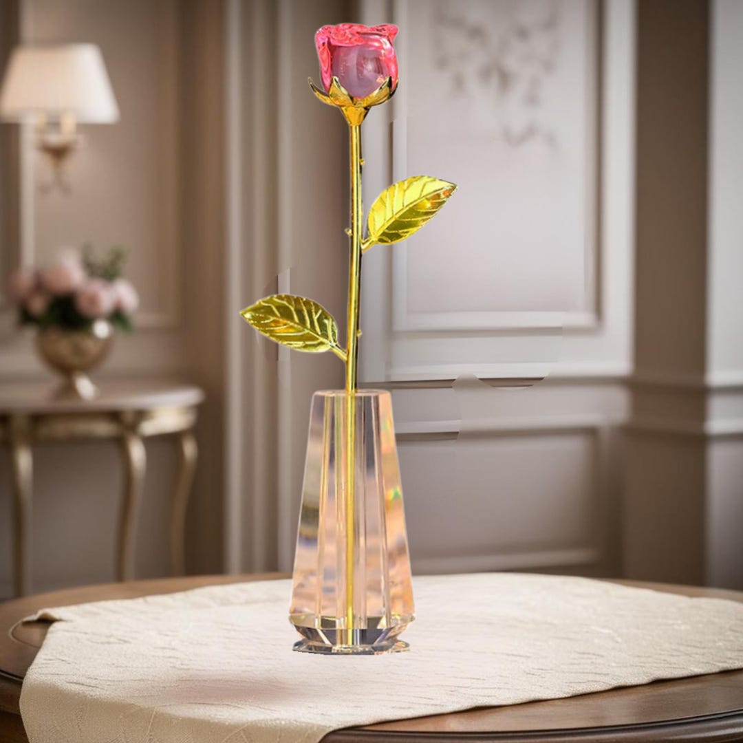 Pink Roses, Glass Rose, Forever Rose, Glass Flowers in Vase, 1st ...