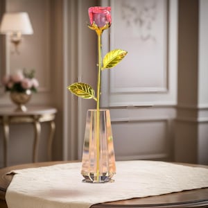 Pink roses, Glass rose, Forever Rose, Glass flowers in vase, 1st anniversary gift, Rose Ornament, Romantic Thank You Gift, Gift for sister
