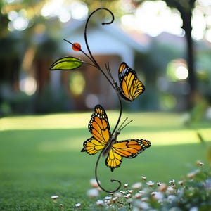 Butterfly stained glass, butterfly suncatcher, wall hangings, stained glass window, botanical art, unique gifts, handmade gift, glass art