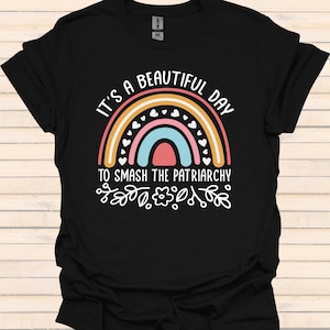 Camiseta Smash the Patriarchy, camiseta arcoíris feminista, ropa activista, camiseta de orgullo LGBTQ, camiseta de diseño retro, camiseta feminista, derechos de las mujeres