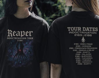 Camiseta de la gira de adoctrinamiento de Reaper de Mass Effect / Regalo para gamers de bandas de ciencia ficción, camiseta para fans de los juegos de rol