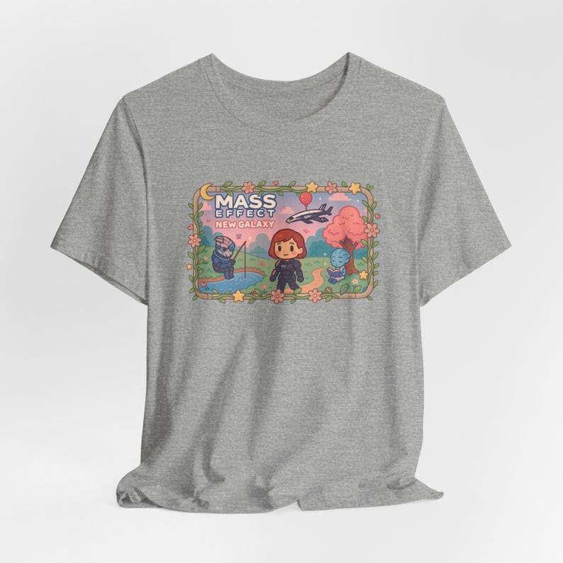 Camiseta inspirada en Mass Effect: cómoda camiseta unisex con estampado de estilo gamer y temática de ciencia ficción. imagen 9