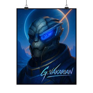 Garrus Vakarian Poster - Mass Effect Inspired 11x14 Print - Sci-Fi Fan Art Wall Decor for Gamers & N7 Fans