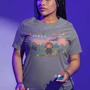 Camiseta inspirada en Mass Effect: cómoda camiseta unisex con estampado de estilo gamer y temática de ciencia ficción. imagen 6