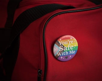Progress Pride-pin | LGBTQ+ Ally Safe Space-knop, trans-inclusive Pride-maandcadeau