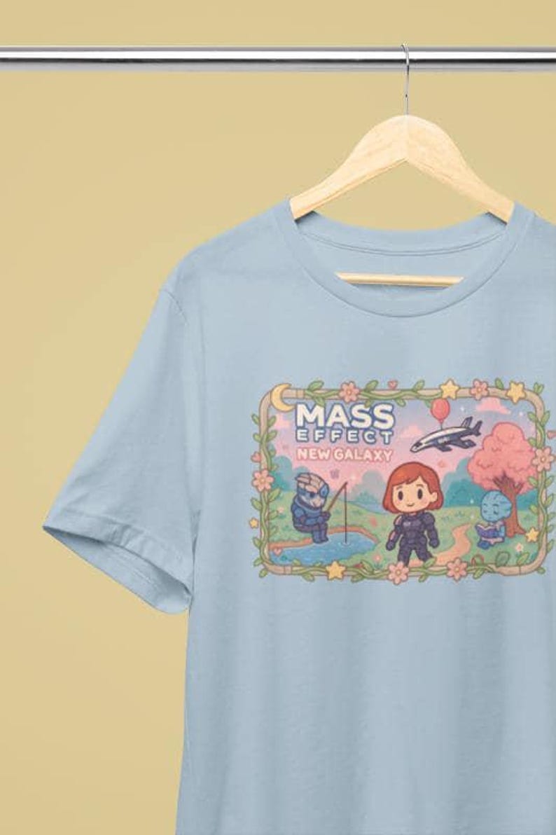 Camiseta inspirada en Mass Effect: cómoda camiseta unisex con estampado de estilo gamer y temática de ciencia ficción. imagen 3
