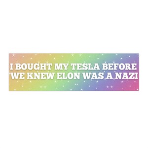 Anti-Tesla Bumper Sticker: Political Humor Decal for EV Owners