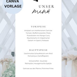 Minimalistisches Menü Canva Vorlage, Menükarte, Hochzeitsmenü zum Download, DIY Tischdeko, 9,9x21 cm, Menü Hochzeit, Dinnerparty, Geburtstag
