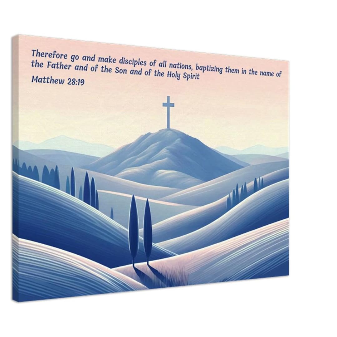 Religious Art Gifts Bible Verse Wall Matthew 28:19 Blue Canvas - Etsy